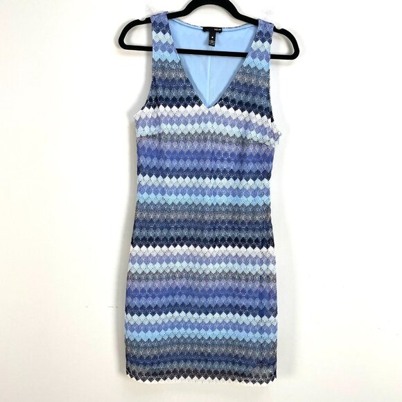 AQUA Womens Large Knit Lace Overlay Sheath Dress Sleeveless V Neck Lined - Picture 7 of 11